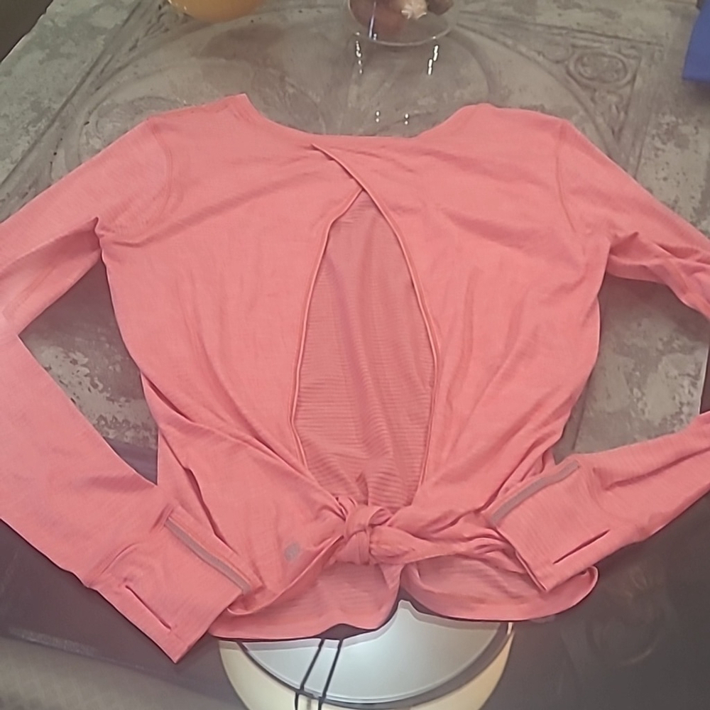 LULULEMON ATHLETICA WOMEN'S BEAT THE HEAT OPEN BACK PINK TOP - Picture 7 of 9